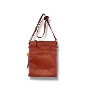 MARGOT New York Brown Leather Shoulder Purse Front Split Pocket Crossbody Bag